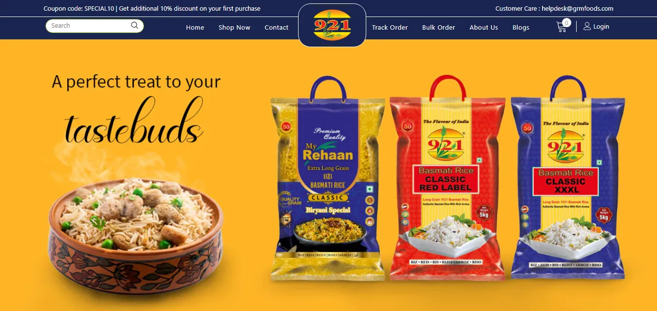 asmati rice ecommerce store developed by ROI Hunt, ecommerce website development company