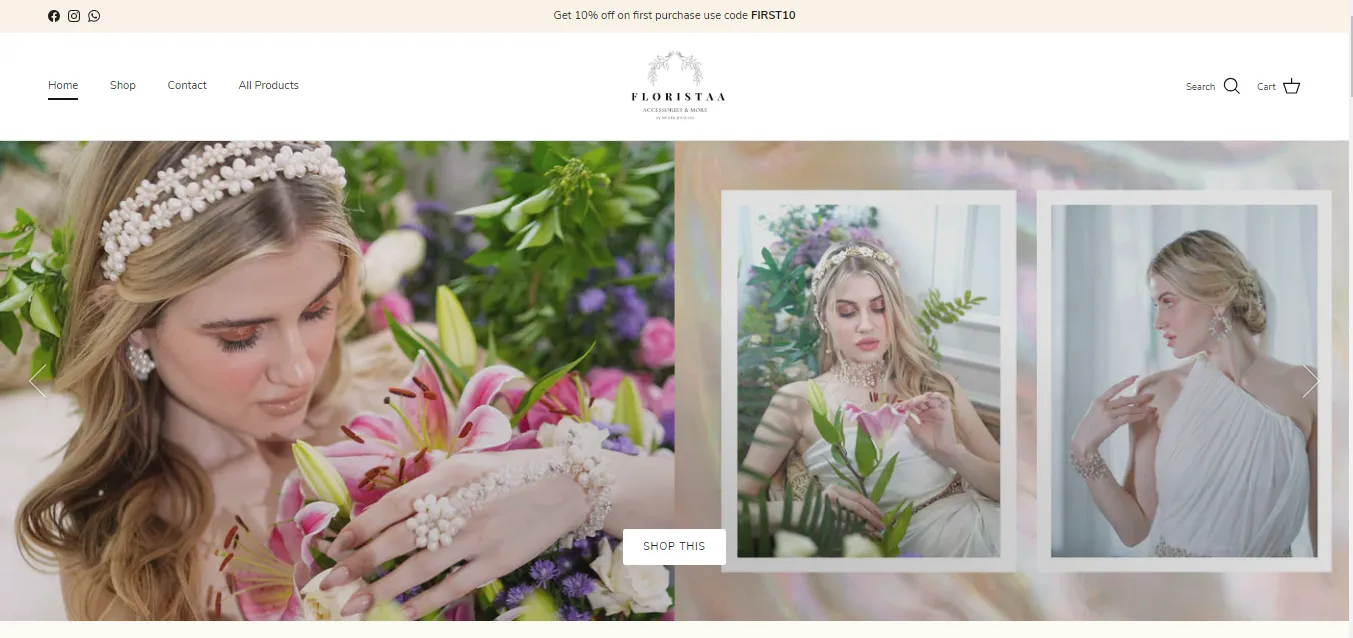 Bridal accessories Shopify store created by a Shopify website development company in India – ROI Hunt portfolio