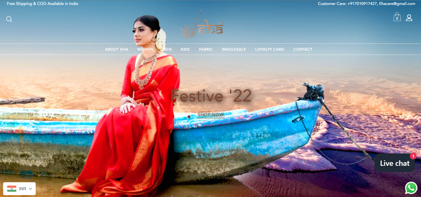 Client ethnic fashion Shopify store developed by ROI Hunt, Shopify website development company