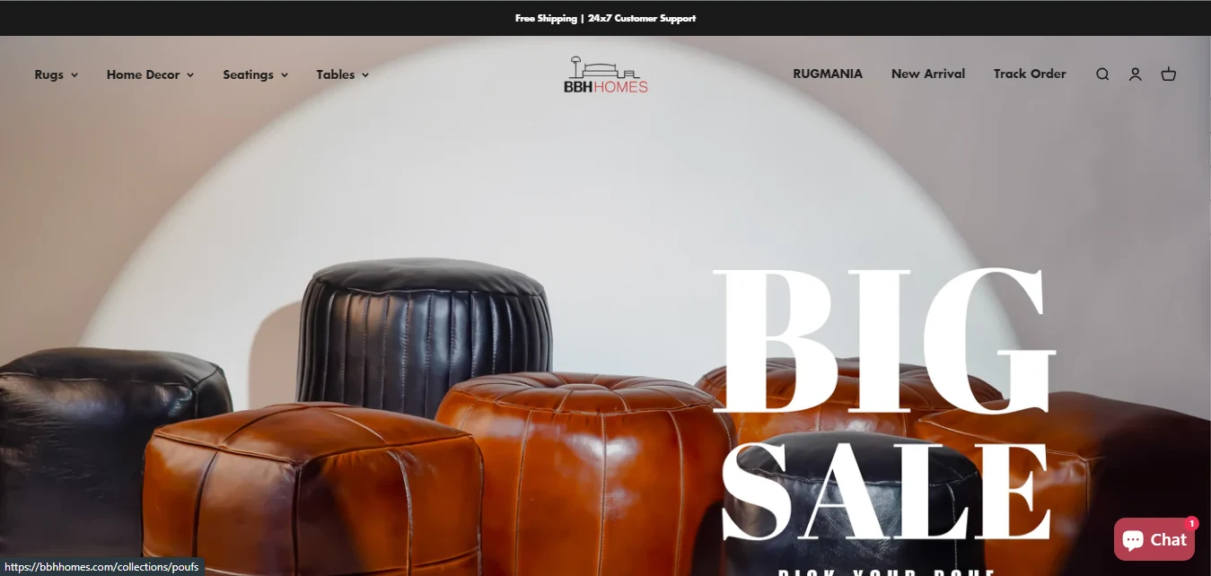 Furniture and home decor Shopify store built by a shiopify expert in India – ROI Hunt portfolio