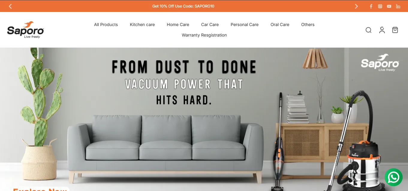 Shopify Plus Agency portfolio for a home appliances ecommerce brand by ROI Hunt