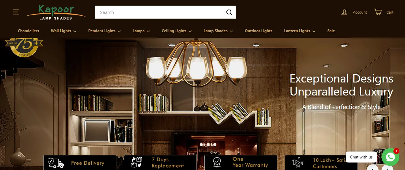 Shopify plus partner agency portfolio for a home decor and lighting ecommerce brand by ROI Hunt