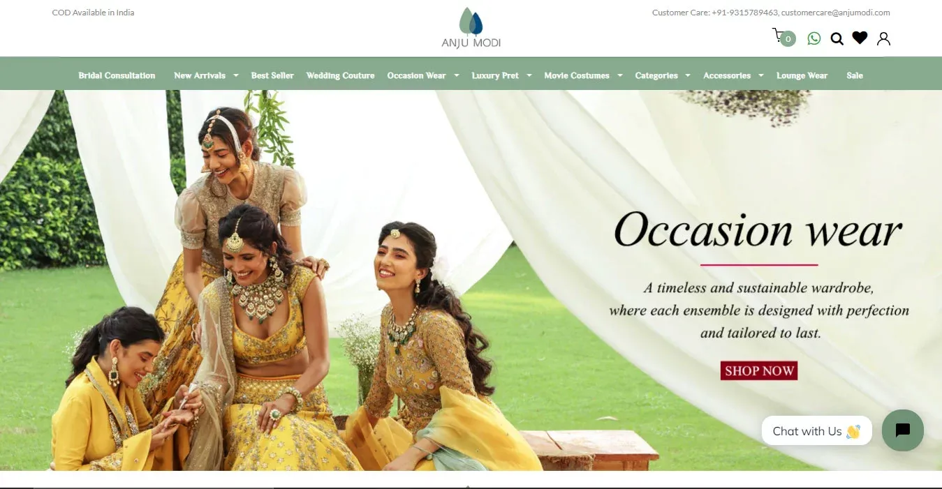 Shopify website development company India portfolio for a bridal and occasion wear brand by ROI Hunt