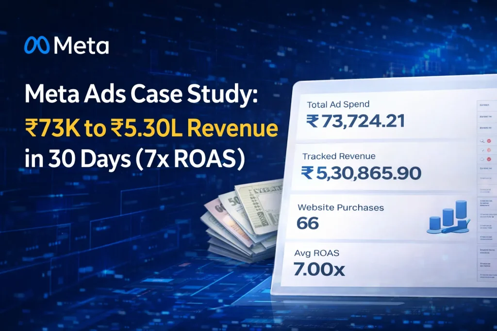 Meta Ads Case Study_ ₹73K Ad Spend to ₹5.30L Revenue in 30 Days (7.00x ROAS)