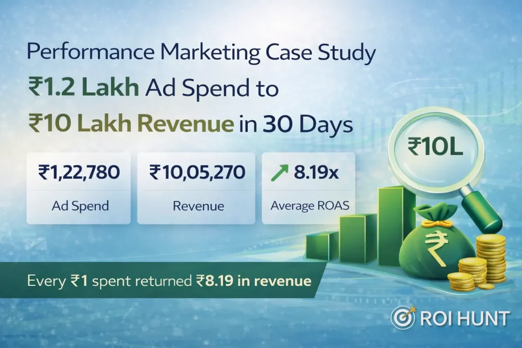 Performance Marketing Case Study_ ₹1.2L Ad Spend to ₹10L Revenue in 30 Days (1)