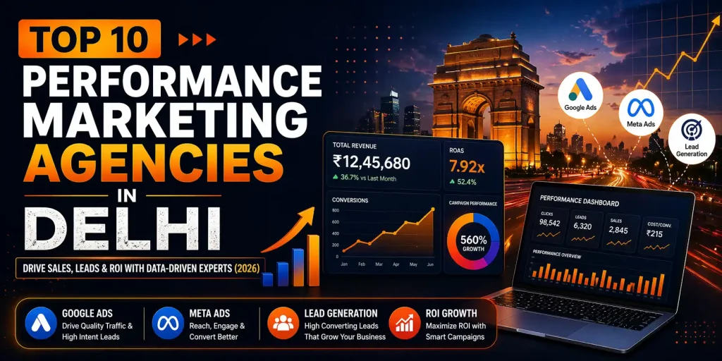 Top performance marketing agencies in Delhi offering Google Ads, Meta ads, lead generation and ROI-driven growth strategies